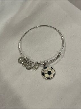 Silver Soccer Ball Charm Bangle Bracelet